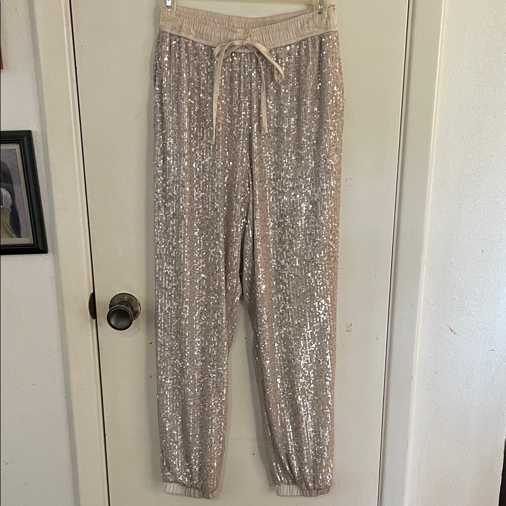 Gibson Latimer Champaign Sequin Joggers dress pants small
